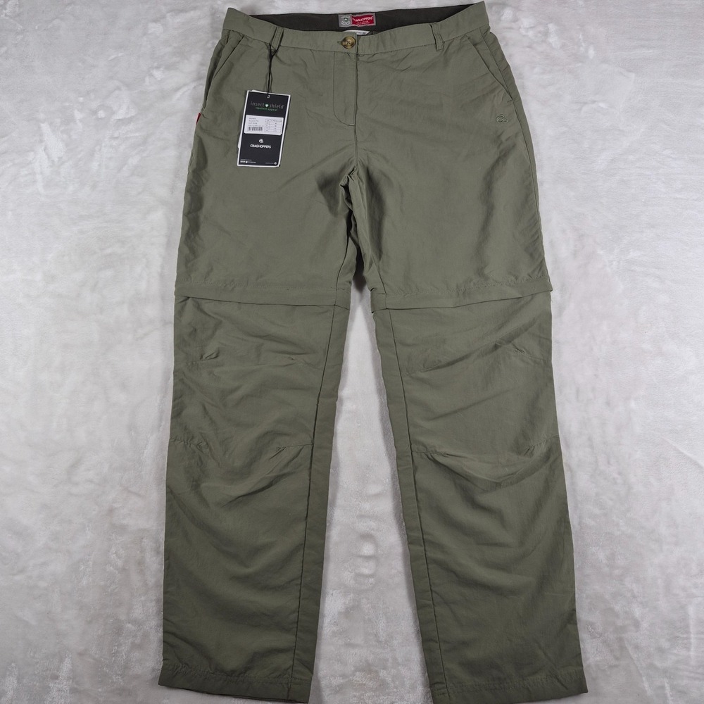 Craghoppers Convertible Pants Women's Large 10R Green Insect Shield Outdoors NWT